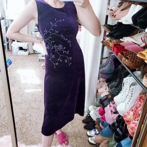 Vintage Sleeveless Purple Velvet Tea Dress
